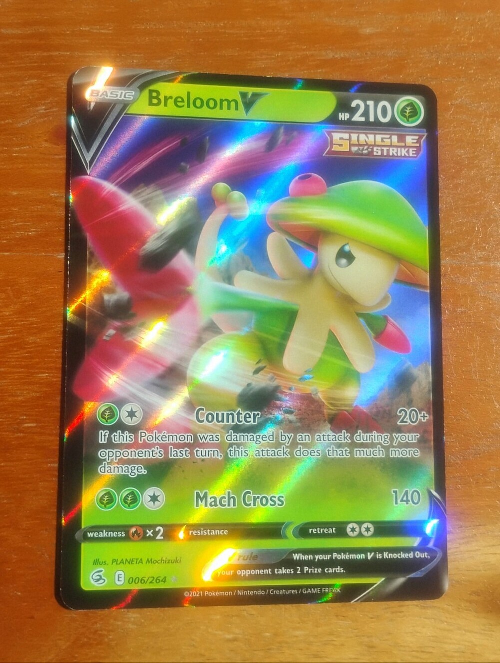 Mint 2021 Holo Ultra Rare Full Art Breloom V 006/264 Fusion Strike Pokemon Card